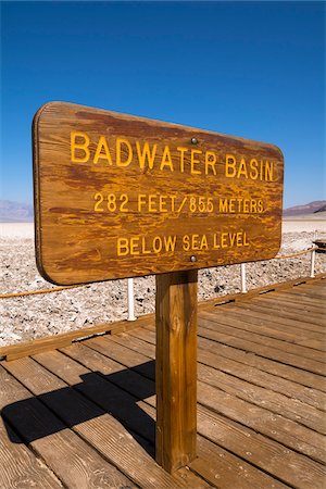 Badwater Basin Sign, Death Valley National Park, California, USA Stockbilder - Premium RF Lizenzfrei, Bildnummer: 600-08059927