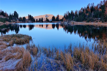 Laghi di Colbricon in Autumn, Passo Rolle, Parco Naturale Paneveggio Pale di San Martino, Trento District, Trentino-Alto Adige, Dolomites, Alps, Italy Foto de stock - Sin royalties Premium, Código: 600-08082929