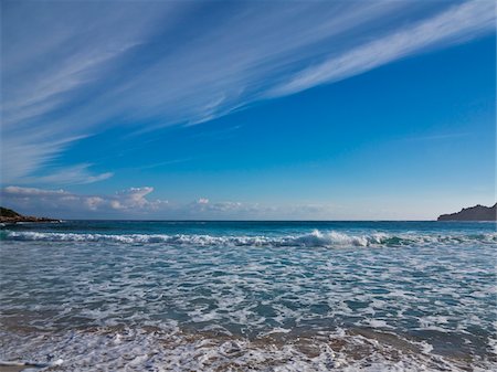 romperse el mar - Beach with Breaking Waves, Majorca, Balearic Islands, Spain Foto de stock - Sin royalties Premium, Código: 600-08102860