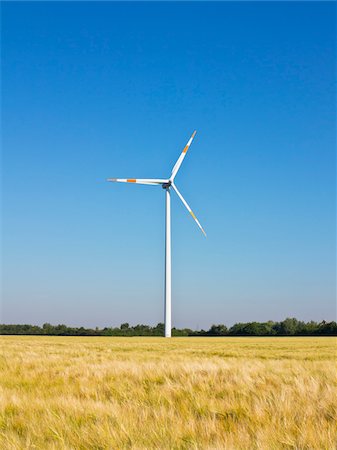 simsearch:600-08169211,k - Wind turbine with wheat field in foreground, Germany Foto de stock - Sin royalties Premium, Código: 600-08169204