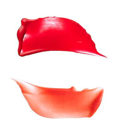 Close-up of Red and Orange Lip Gloss Smeared on White Background Foto de stock - Sin royalties Premium, Código: 600-08312053