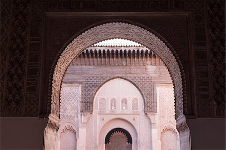 simsearch:851-02962042,k - Architectural Archway of Mosque, Marrakesh, Morocco Stock Photo - Premium Royalty-Free, Code: 600-08353558