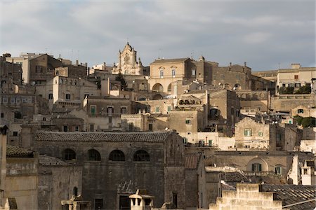 dichte - Buildings on upper side of the Sassi, Matera, one of the three oldest cities in the world, Basilicata, Italy Stockbilder - Premium RF Lizenzfrei, Bildnummer: 600-08386028