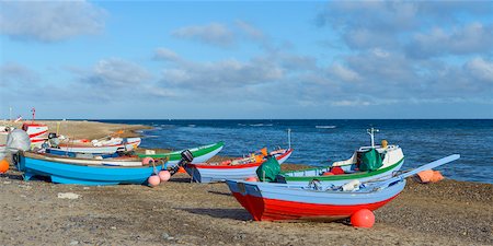 Colorful Fishing Boats on Beach, Klitmoller, North Jutland, Denmark Photographie de stock - Premium Libres de Droits, Code: 600-08519482