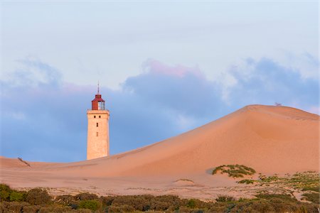 deserted - Lighthouse and Dunes at Dawn, Rubjerg Knude, Lokken, North Jutland, Denmark Stock Photo - Premium Royalty-Free, Code: 600-08512550