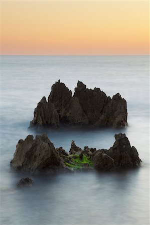 european beaches - Sea stacks of the coastal rock formations in the Tyrrhenian Sea at San Felice Circeoin the Province of Latina in Lazio, Italy Stock Photo - Premium Royalty-Free, Code: 600-08765608