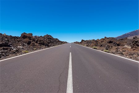 Road through Lava Field in Parque Nacional del Teide, Tenerife, Canary Islands, Spain Photographie de stock - Premium Libres de Droits, Code: 600-08783065