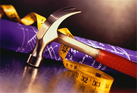 drafting tool - Hammer, Blueprint and Tape Measure Stock Photo - Premium Royalty-Free, Code: 600-00036029