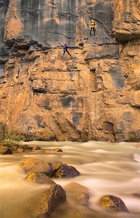 Rock Climbing, Banff National Park, Alberta, Canada Stock Photo - Premium Royalty-Free, Code: 600-00037906