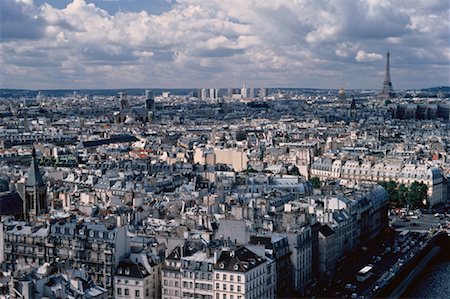 paris rooftops skyline eiffel - Cityscape Paris, France Stock Photo - Premium Royalty-Free, Code: 600-00030933