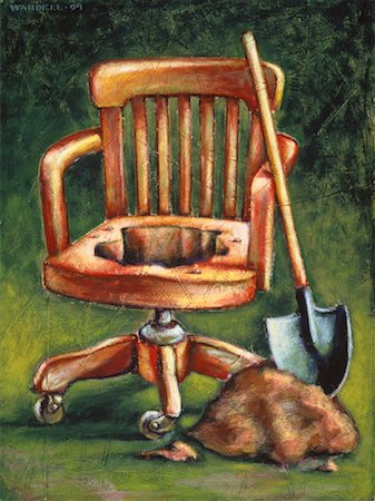 shovel in dirt - Illustration of Chair with Hole And Shovel Stock Photo - Premium Royalty-Free, Code: 600-00032419