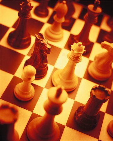 Chess Pieces on Chessboard Stock Photo - Premium Royalty-Free, Code: 600-00044053