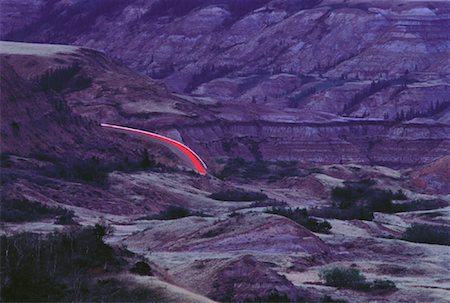 simsearch:600-00173630,k - Light Trails on Road in Canyon Red Deer, River Valley, Alberta Canada Stock Photo - Premium Royalty-Free, Code: 600-00051282