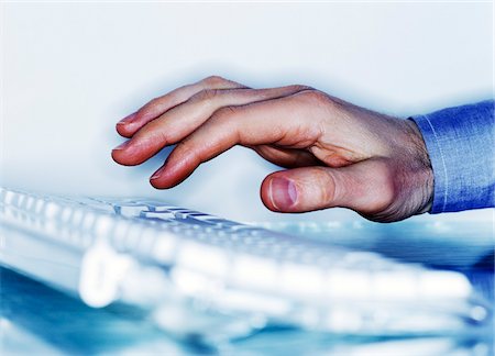 finger key - Hand and Computer Keyboard Stock Photo - Premium Royalty-Free, Code: 600-00092665