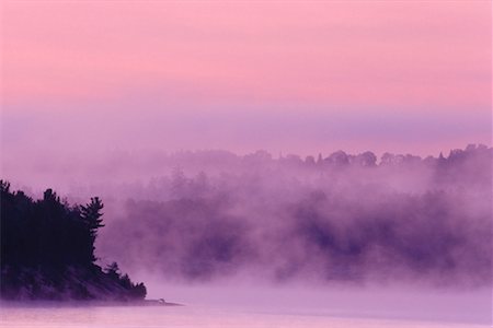 Fog At Dawn, Lake Baskatong, Quebec, Canada Stock Photo - Premium Royalty-Free, Code: 600-00174995