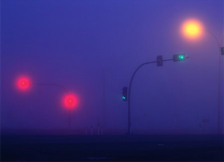 edmonton - Street Lights in Fog, Edmonton, Alberta, Canada Stock Photo - Premium Royalty-Free, Code: 600-00175883