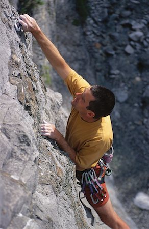 Man Rock Climbing, Kananaskis Country, Alberta, Canada Foto de stock - Sin royalties Premium, Código: 600-00177288