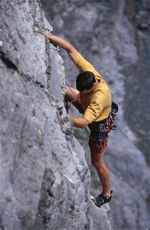 Man Rock Climbing, Kananaskis Country, Alberta, Canada Foto de stock - Sin royalties Premium, Código: 600-00177289