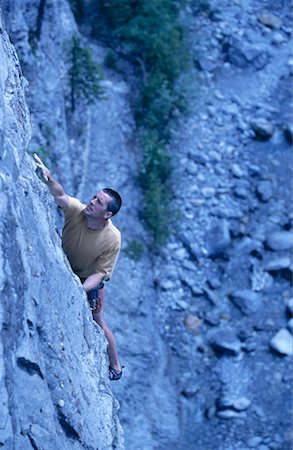 Man Rock Climbing, Kananaskis Country, Alberta, Canada Foto de stock - Sin royalties Premium, Código: 600-00177295