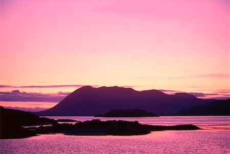 Île Gordon au coucher du soleil, îles de la Reine-Charlotte, Colombie-Britannique, Canada Photographie de stock - Premium Libres de Droits, Code: 600-00173620