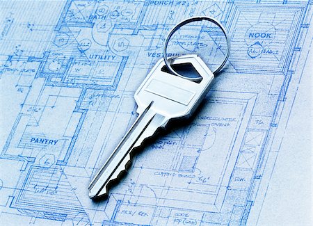 simsearch:600-00551126,k - Close-Up of Key and Blueprint Stock Photo - Premium Royalty-Free, Code: 600-00476865