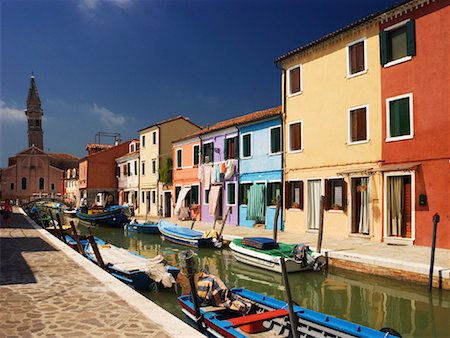 Houses and Boats, Island of Burano, Venetian Lagoon, Italy Stock Photo - Premium Royalty-Free, Code: 600-00795959