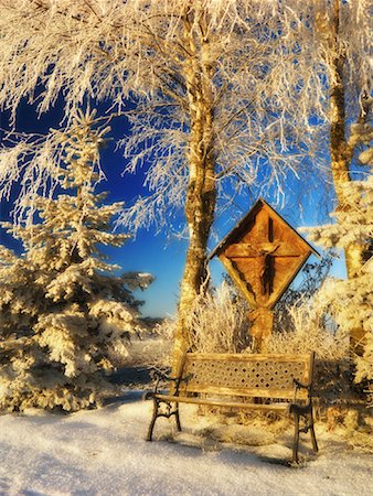 simsearch:600-00795983,k - Park Bench and Cross, Bavaria, Germany Stock Photo - Premium Royalty-Free, Code: 600-00795987