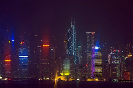 simsearch:600-00934871,k - Hong Kong Skyline at Night, China Foto de stock - Sin royalties Premium, Código: 600-00795994