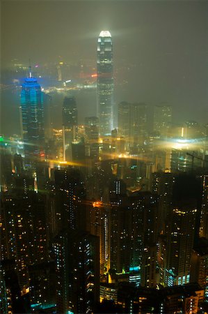 simsearch:600-02694425,k - Hong Kong Skyline at Night, China Foto de stock - Sin royalties Premium, Código: 600-00795992
