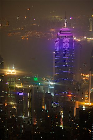 simsearch:600-02694425,k - Hong Kong Skyline at Night, China Foto de stock - Sin royalties Premium, Código: 600-00795993