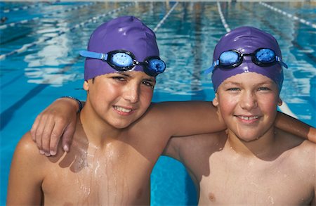 swimming bathing cap boy - Portrait of Swimmers Stock Photo - Premium Royalty-Free, Code: 600-00814637