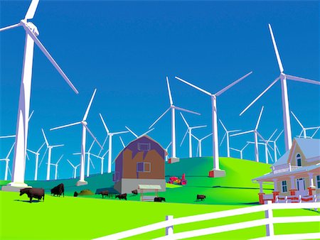 red barn in field - Wind Farm Stock Photo - Premium Royalty-Free, Code: 600-00819424