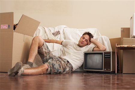 sleep and tv - Man Resting Stock Photo - Premium Royalty-Free, Code: 600-00824279