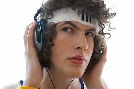 retro teenagers listening to music - Young Man Wearing Headphones Stock Photo - Premium Royalty-Free, Code: 600-00846564