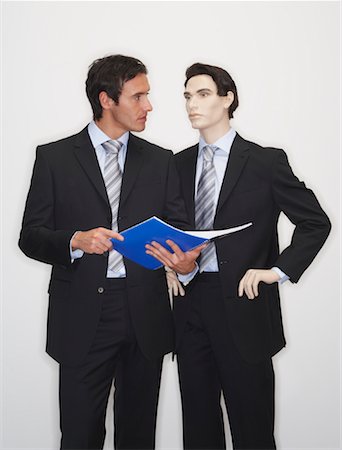 simsearch:700-01182813,k - Businessman with Mannequin Stock Photo - Premium Royalty-Free, Code: 600-00846630