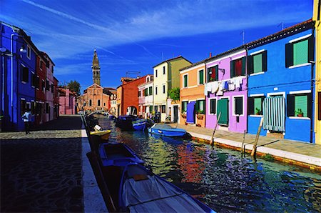 Houses and Boats, Burano Island, Italy Stock Photo - Premium Royalty-Free, Code: 600-00848045