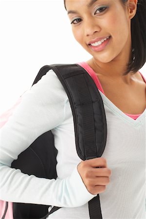 Portrait of Girl Wearing Backpack Stock Photo - Premium Royalty-Free, Code: 600-00866296