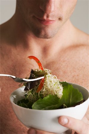 simsearch:600-00846410,k - Man Eating Salad Foto de stock - Sin royalties Premium, Código: 600-00866730