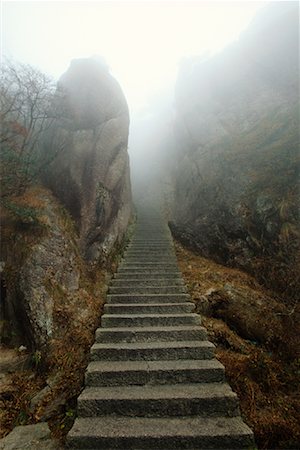 Mountain Staircase, Mount Huangshan, Yellow Mountains, Anhui Province, China Stock Photo - Premium Royalty-Free, Code: 600-00910996