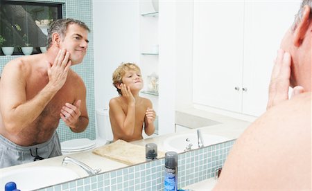 Father Shaving with Son Stock Photo - Premium Royalty-Free, Code: 600-00934213