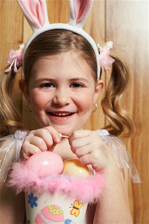 simsearch:600-03456690,k - Girl Dressed as Easter Bunny, Carrying Easter Basket Stock Photo - Premium Royalty-Free, Code: 600-00934382