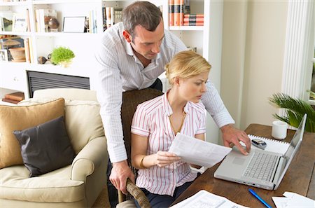 Couple Working in Home Office Stock Photo - Premium Royalty-Free, Code: 600-00947964