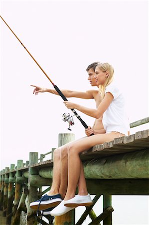 Couple Fishing Foto de stock - Royalty Free Premium, Número: 600-00948256