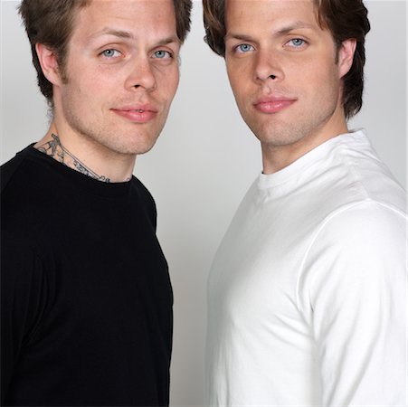 sibling portrait two people serious - Portrait of Twin Brothers Stock Photo - Premium Royalty-Free, Code: 600-00983769