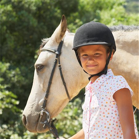 ranches with fenced livestock - Portrait of Girl With Horse Stock Photo - Premium Royalty-Free, Code: 600-01036677