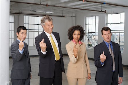 simsearch:600-01194869,k - Group Portrait of Business People Making Rude Hand Gesture Foto de stock - Sin royalties Premium, Código: 600-01037434