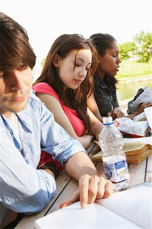 simsearch:400-05218466,k - Étudiants travaillant à l'extérieur Photographie de stock - Premium Libres de Droits, Code: 600-01030358