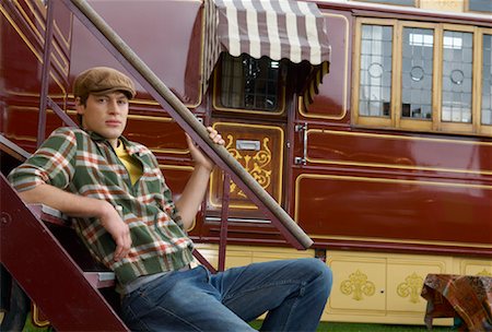 plaid shirts for men 1950s - Man at Carters Steam Fair, England Stock Photo - Premium Royalty-Free, Code: 600-01072569