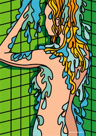 simsearch:649-07118737,k - Illustration of Woman Bathing Stock Photo - Premium Royalty-Free, Code: 600-01073026