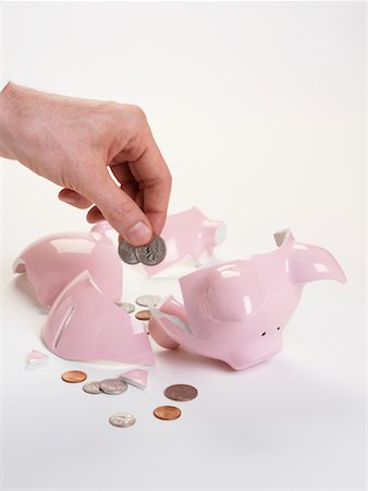 people depositing in the bank - Broken Piggy Bank Stock Photo - Premium Royalty-Free, Code: 600-01073570